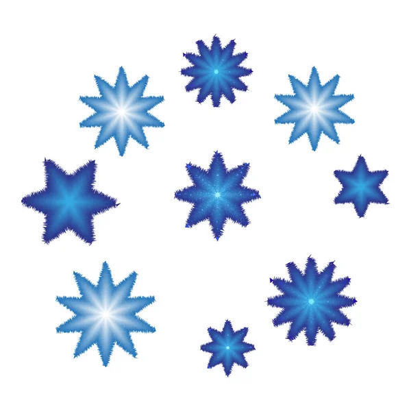 Banner Různými Modrými Sněhovými Vločkami Jednoduchá Grafická Ozdoba Vánoční Prvek — Stockový vektor