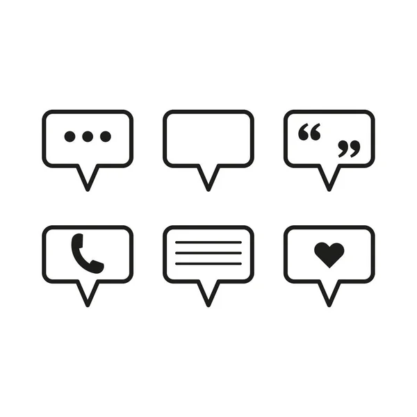 Mensajes Iconos Diferentes Conjunto Iconos Chat Chat Texto Burbuja Diálogo — Vector de stock