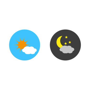 Gündüz gece ikonları. Yuvarlak şekilli. Vektör çizimi. Hisse senedi. EPS 10.