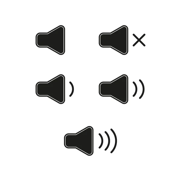 Haut Parleurs Icônes Sonores Application Mobile Onde Sonore Fond Blanc — Image vectorielle