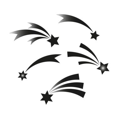 Beyaz arka planda kayan yıldızlar simgeleri. Uzay simgesi ayarlandı. Yıldız ikonu. Vektör çizimi. Stok görüntüsü. EPS 10.