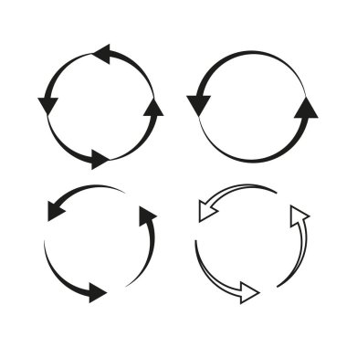 Konsept tasarım için dairesel oklar. Sembolü yeniden yükle. Vektör çizimi. Stok görüntüsü. EPS 10.