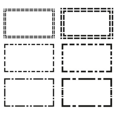 Çizim tarzında dikdörtgen noktalı çerçeveler. Fırça dokusu. Duvar sanatı Vektör çizimi. Stok görüntüsü. EPS 10.