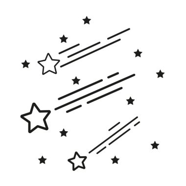 Siyah kayan yıldızlar. Uzay arkaplanı. Noel silueti. Vektör çizimi. Hisse senedi. EPS 10.