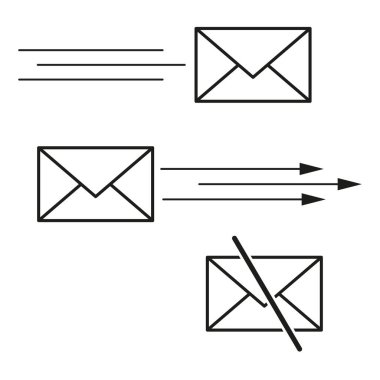 Zarflar, mesaj okları. Bilgi işareti iş konsepti. Vektör çizimi. Hisse senedi. EPS 10.