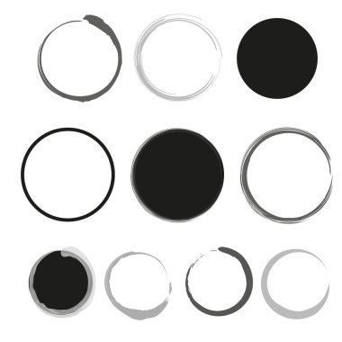 Suluboya şeklinde fırça çerçeveleri. Grunge kağıt dokusu. Boya fırçası lekesi. Vektör çizimi. EPS 10.