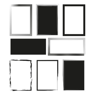 Klasik fırça dikdörtgenleri. Fırça dokusu. Taslak çizimi. Vektör çizimi. EPS 10.