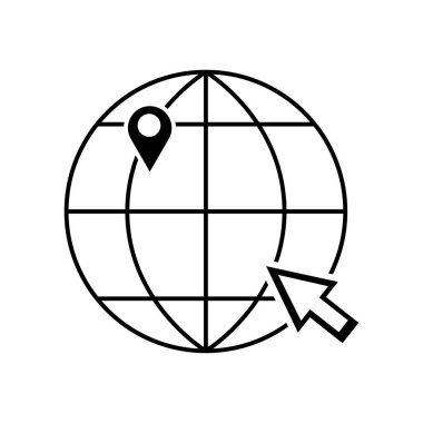 Earth arrow pin, great design for any purposes. Mark location. Vector illustration. EPS 10.