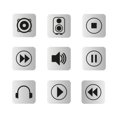 Infographic with audio icons. Audio radio app. Vector illustration. EPS 10.