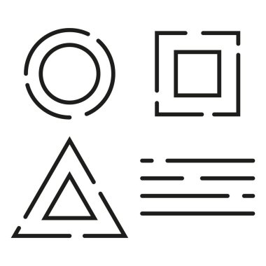 triangle square circle on dashed. Abstract geometric texture. Dynamic frame. Vector illustration. EPS 10.