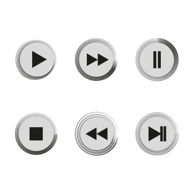 Grey navigation buttons. Icons set. Vector illustration. EPS 10.