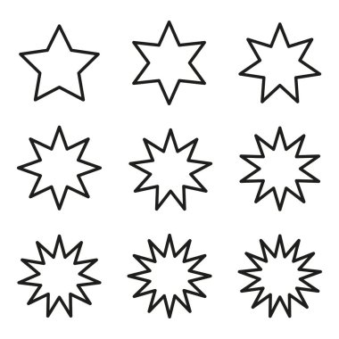 Different stars icons. Star icon. Tattoo art. Glitter pattern. Vector illustration. EPS 10.