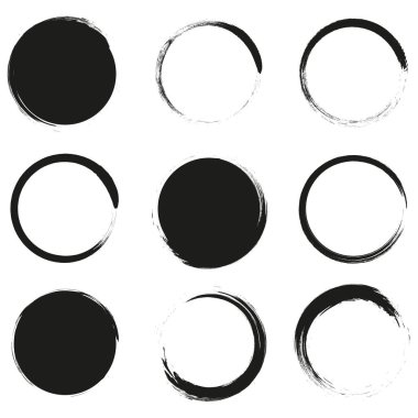 Retro brush circles. Round frame set. Round shape. Vector illustration. EPS 10.