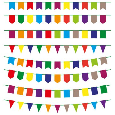 colored flags garlands. Party bunting decoration. Vector illustration. EPS 10.
