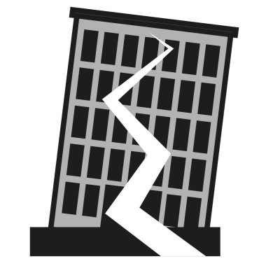 black house crack icon. House after the earthquake. Vector illustration. EPS 10.