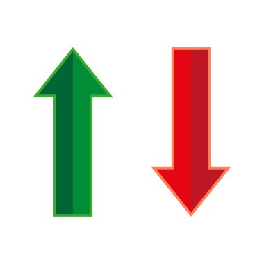 Green arrow up, red arrow down. Vector illustration. EPS 10.