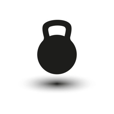 Siyah kettlebell ikonu. Spor sembolü. Vektör çizimi. EPS 10.