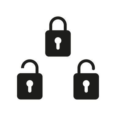 Kapı kilitleri simgeleri. Güvenlik simgesi ayarlandı. Vektör çizimi. EPS 10.