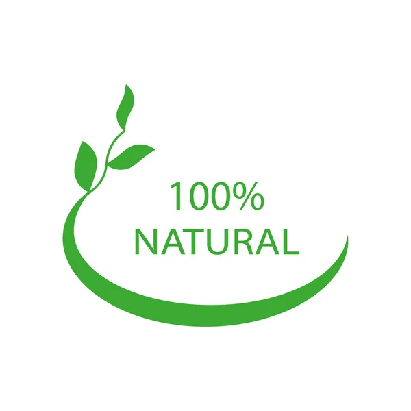 Stock vector Green 100 percent natural. Green icon. Organic food. Vector illustration. EPS 10.