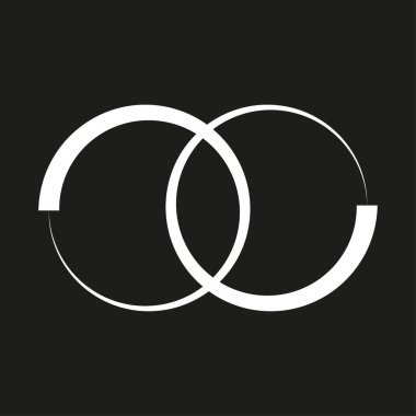 İki halkalı bir düğün şablonu. Vektör çizimi. EPS 10.