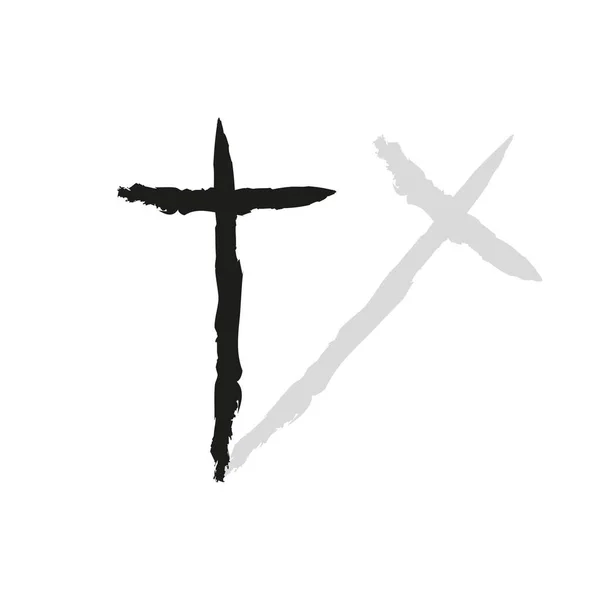 Abstraktes Pinselkreuz Kreuzsymbol Grunge Hintergrund Vektorillustration Eps — Stockvektor