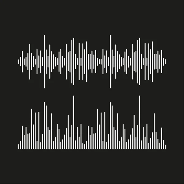 Ses Dalgası Siyah Arkaplan Müzik Parçası Ses Dalgası Vektör Çizimi — Stok Vektör