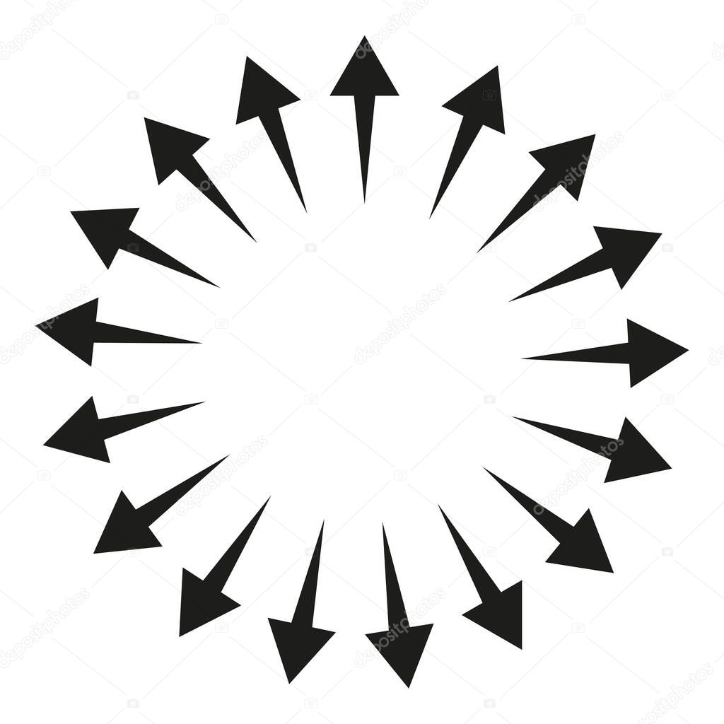Arrows outwards circle. Round shape. Vector illustration. EPS 10.