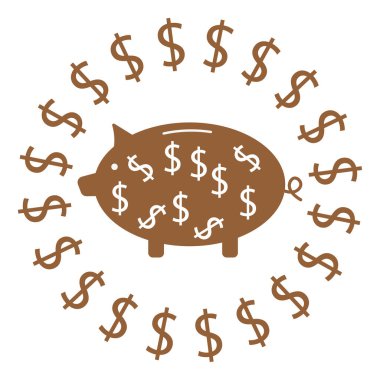 Kahverengi domuz kumbarası. İş için finansal yatırım. Vektör çizimi. EPS 10.