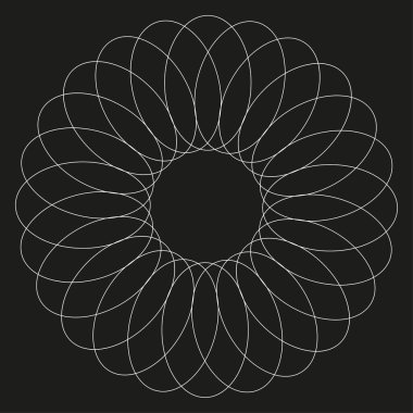 Modern çember taç yaprakları çizgisi. Soyut geometrik yuvarlak şekil. Vektör çizimi. EPS 10.