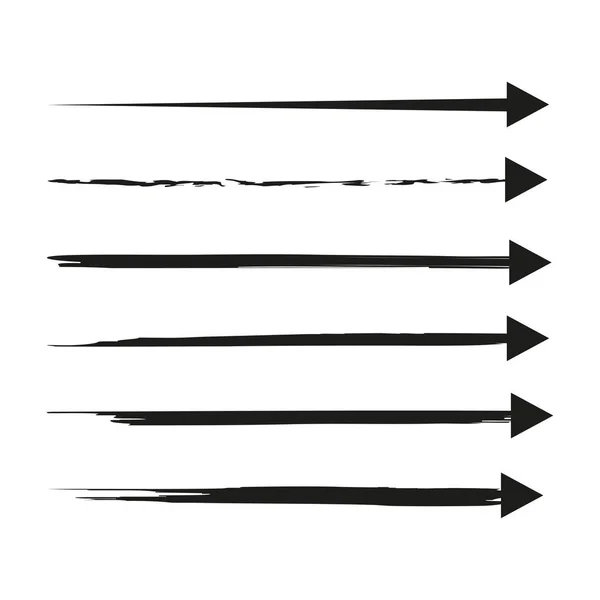 Abstract Set Black Brush Arrows Creative Brush Stroke Art Vector — Stock Vector