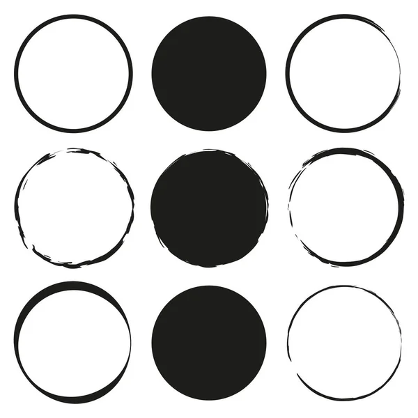 Cercles Brosse Élément Design Aquarelle Noire Fond Grunge Illustration Vectorielle — Image vectorielle