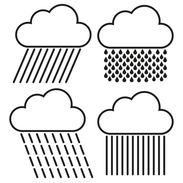 Coleção Com Ícones Chuva Nuvens Colecção Nuvens Elemento Gráfico Ilustração — Vetor de Stock