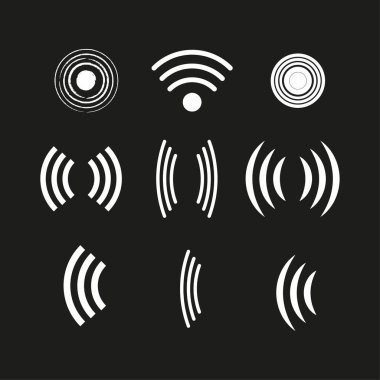 Wifi simgeleri siyah arkaplan. İnternet ağı konsepti. Vektör çizimi. EPS 10.