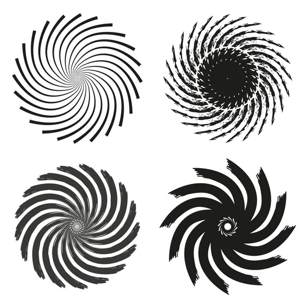 Raios Negros Espiral Sobre Fundo Branco Forma Redonda Geométrica Abstrata — Vetor de Stock