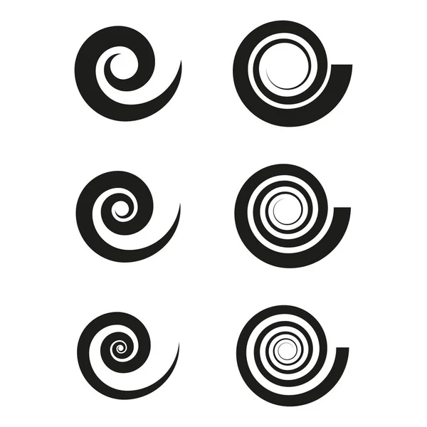 Negro Espirales Iconos Elemento Diseño Ilustración Vectorial Eps — Vector de stock