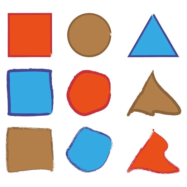 Плоский Плакат Цветными Геометрическими Фигурами Кисти Градиентный Цвет Векторная Иллюстрация — стоковый вектор