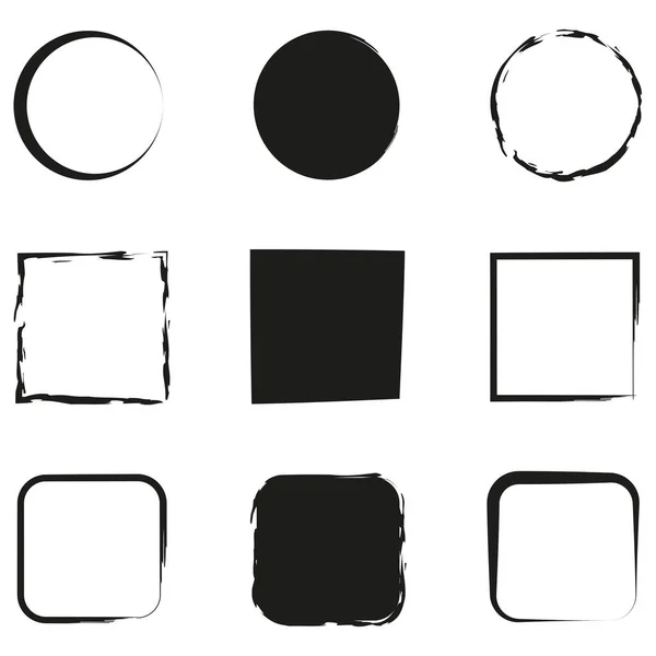 レトロなブラシの四角円 写真のフレーム ベクトルイラスト Eps — ストックベクタ