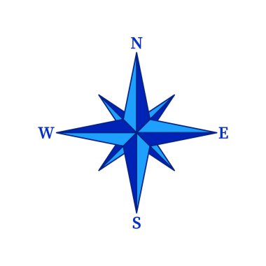 Mavi rüzgar yükseldi. Seyahat geçmişi. Vektör çizimi. EPS 10.