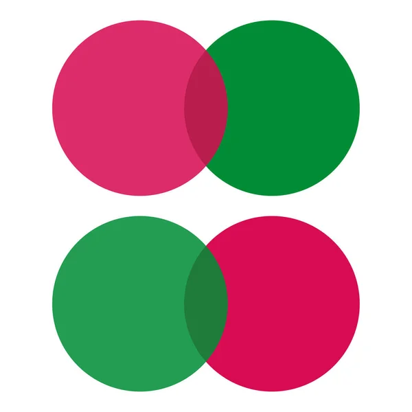 Rojo Verde Intersecando Círculos Forma Redonda Elemento Diseño Ilustración Vectorial — Vector de stock