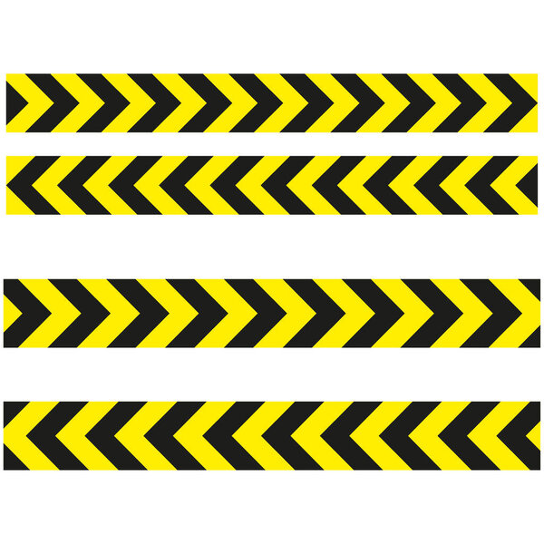 Ribbon banner with yellow tape barrier. Sign forbidden. Vector illustration. EPS 10.