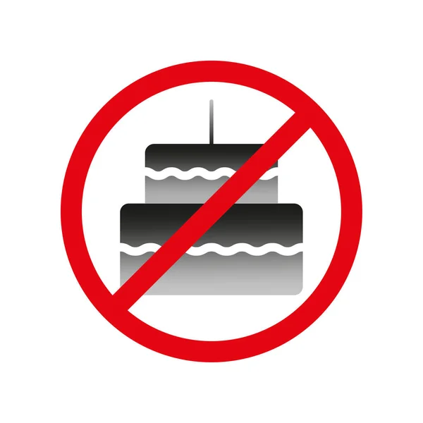 Żadnej Ikony Tortu Urodzinowego Czerwony Znak Zakazu Zakazana Słodka Pustynia — Wektor stockowy