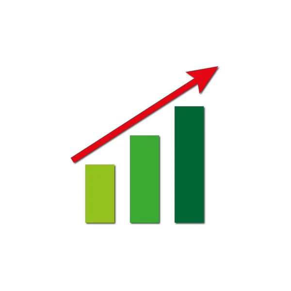 Зеленые Полосы Красная Стрелка Финансовый График Диаграммы Роста Акций Успех — стоковый вектор