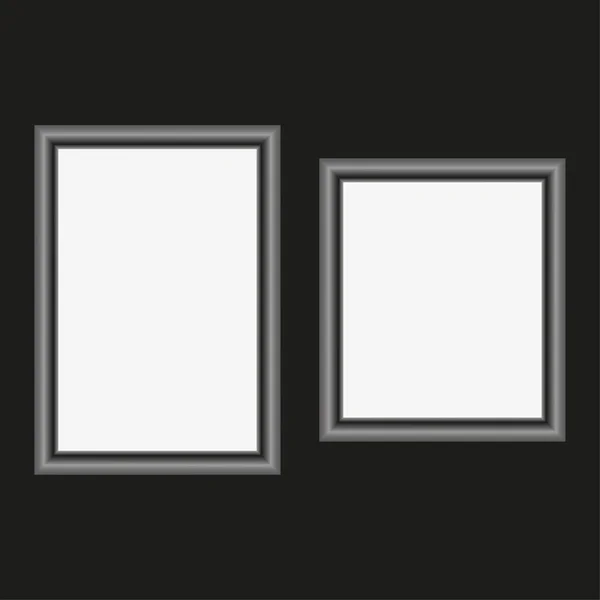 White Frames Black Background Gallery Banner Vector Illustration Eps — Stock Vector