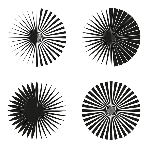 放射線 放射線 縞の抽象的な円形の要素 ビームスターバースト バースト要素 収束し 融合し 線を広げる ベクトルイラスト Eps — ストックベクタ