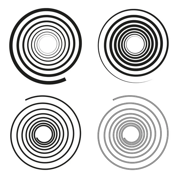 Círculo Preto Espiral Definido Fundo Branco Elemento Gráfico Ilustração Vetorial — Vetor de Stock