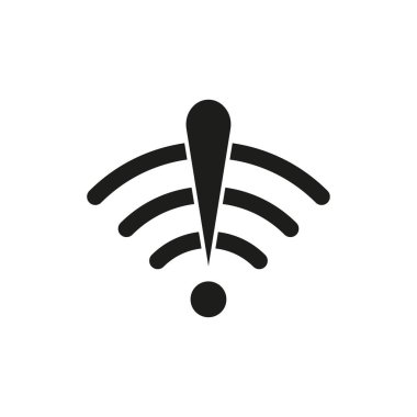 Karısının ünlem işareti. Mobil aygıt tasarımı için simge. İnternet iletişimi. Bağlantı kesildi. İmza yasak. Vektör çizimi. EPS 10.