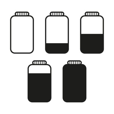 Kavanoz simgeleri tamamen boş. Aşçılık geçmişi. Tatlı yemek. Vektör çizimi. depolama resmi.