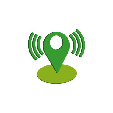 Green Pin konumu. Canlı konum. Pin konumu. İzleme pozisyonu. Vektör çizimi. EPS 10.