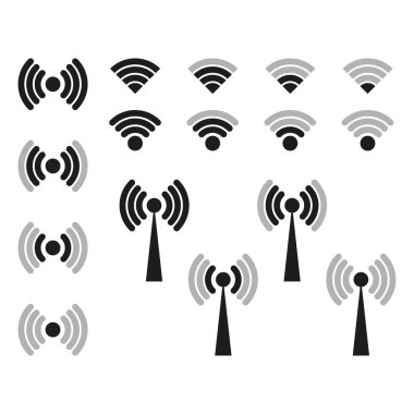 Büyük set kablosuz ve kablosuz internet ikonları. En iyi koleksiyon. Vektör çizimi. EPS 10.