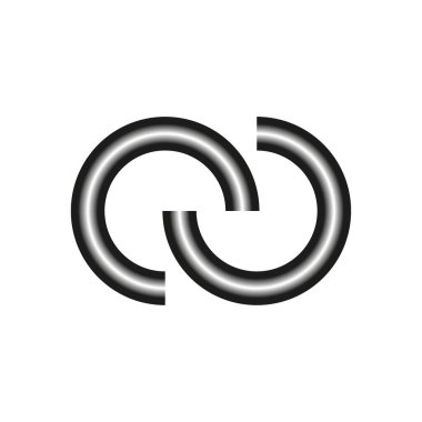 Birbirine bağlı, kesişen daireler, soyut sembolik halkalar, ikon. Vektör çizimi. EPS 10.